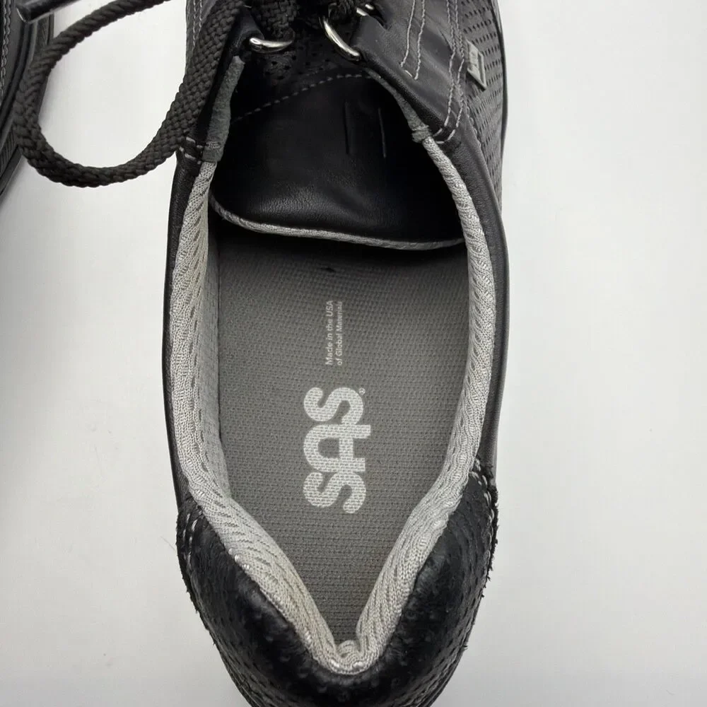SAS Sporty Lux Walking Shoes Sneakers Women's Size 10 S Black Leather Orthotic